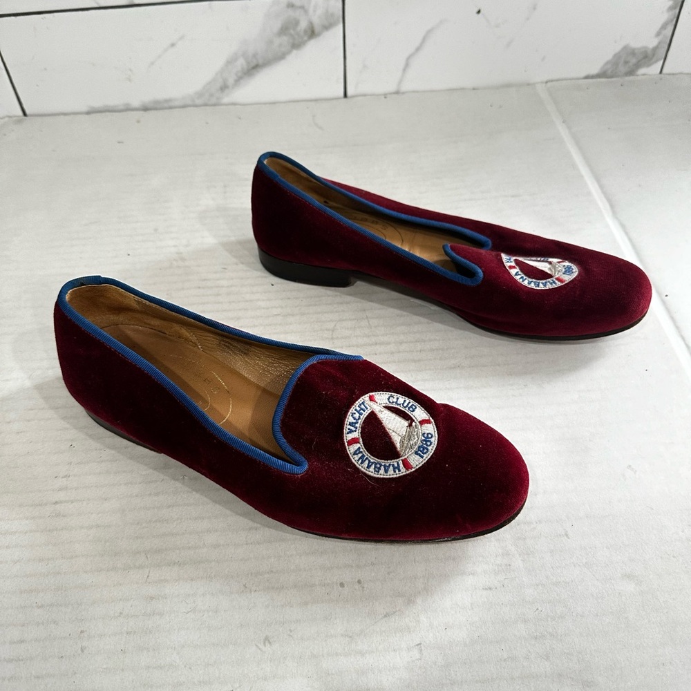 Stubbs & Wootton palm beach velvet embroidered loafers